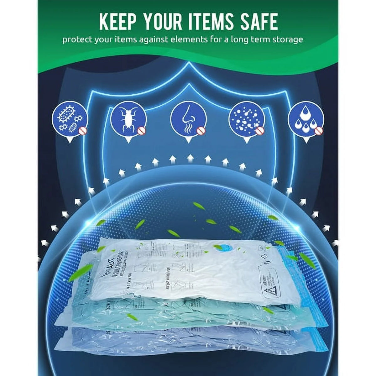 10 Pack Vacuum Storage Bags Small with Electric Air Pump Reusable Compression 24"x16" R122161