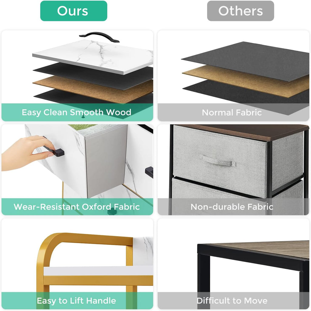 White 7 Drawer Chest of Drawers with Steel Frame and Wood Top U565563