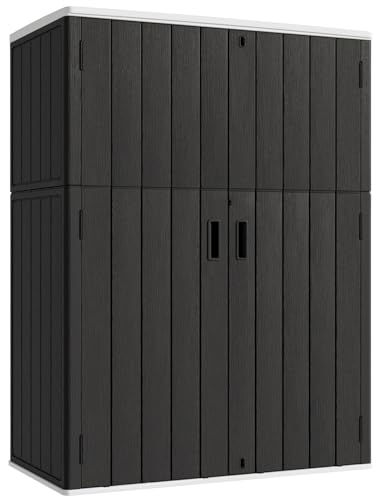 57 Cu.ft Brown Outdoor Vertical Storage Shed A1266