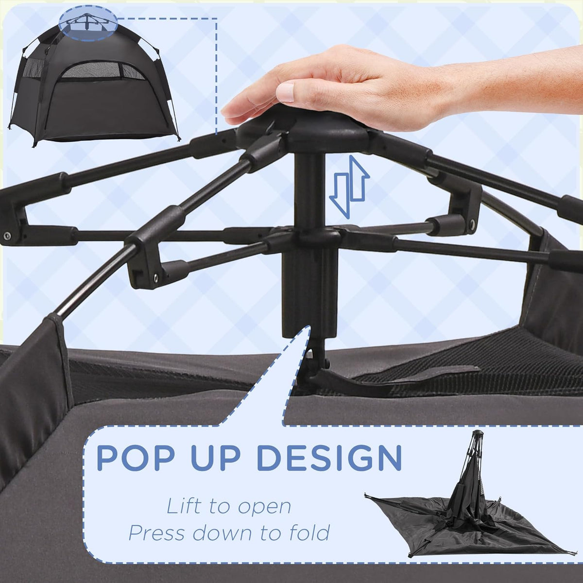 Dark Gray Pop Up Dog Tent with Carrying Bag G6677