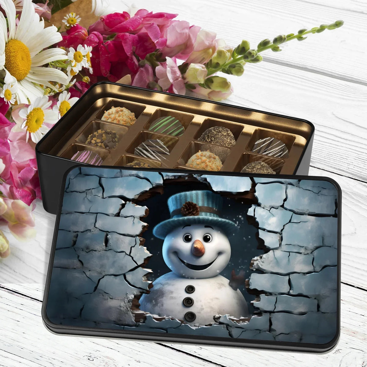 Christmas Snowman Chocolate Truffles Keepsake Tin K462762