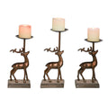 Bronze Christmas Reindeer Pillar Candle Holders X5353