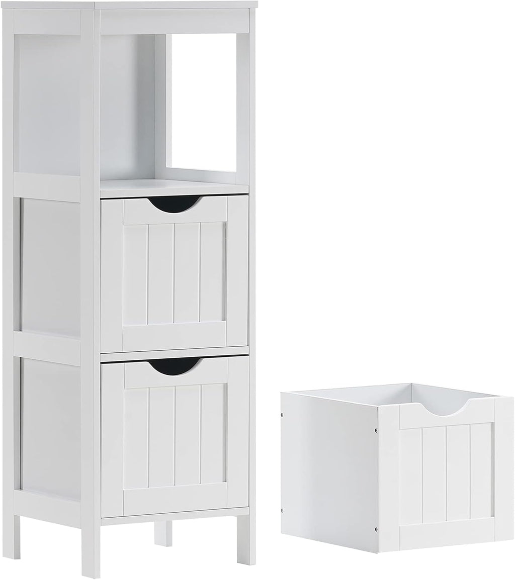 Narrow White 3 Drawer Bathroom Floor Cabinet S517191
