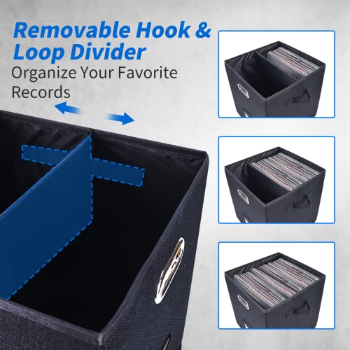 Vinyl Record Storage Box with Lid Black T205173