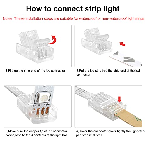 4 Pin 10mm LED Strip Connector Kit 32.8ft 5 Pcs S8628