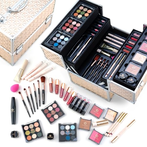 Professional Makeup Set with Storage Train Case, Pink O87691