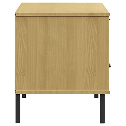 Brown Solid Wood Pine TV Stand with Storage W5495