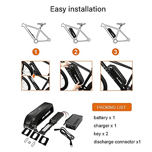 36V 13Ah 17.4Ah/48V 13Ah 20Ah/52V 13Ah 15Ah Down Tube Lithium-Ion Battery with Base and Charger V32518