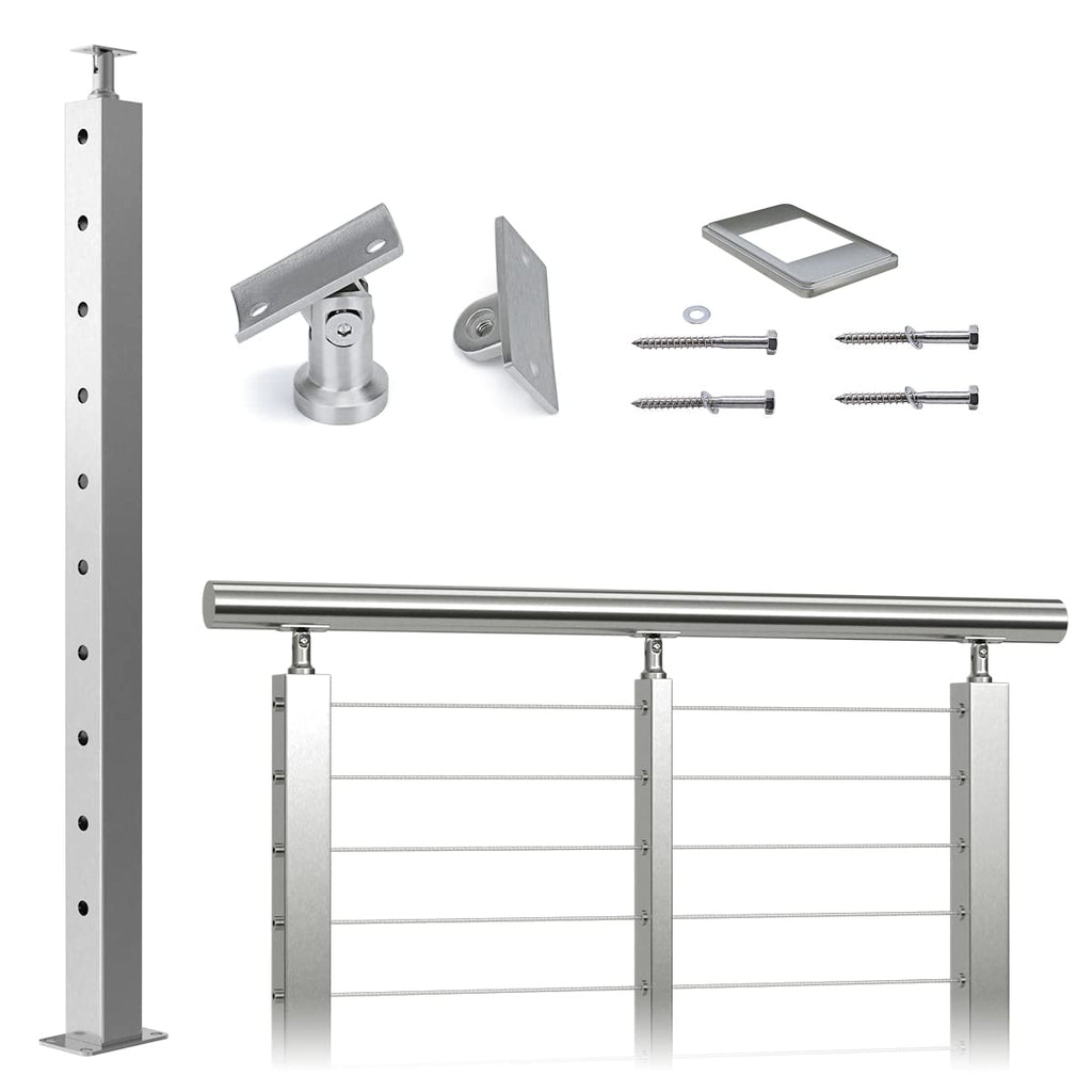 Cable Railing Corner Post 36x2x2 Surface Mount C268