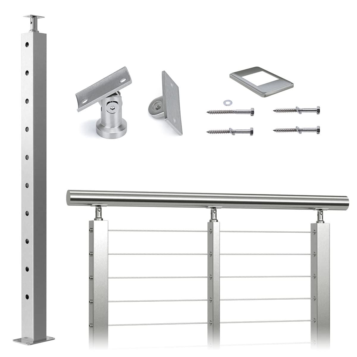 Cable Railing Corner Post 36x2x2 Surface Mount C268