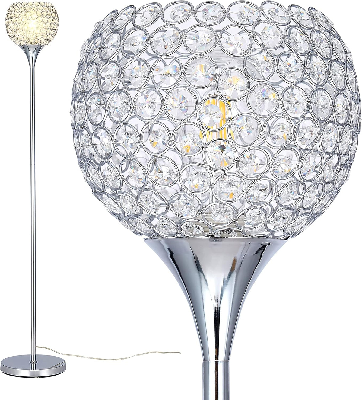Crystal 1-Light Chrome Finish Floor Lamp with LED Bulb X820374