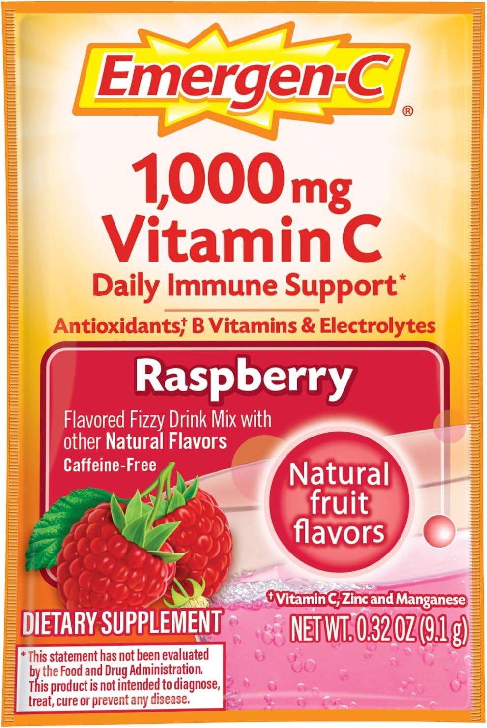 Vitamin C Energy Booster Raspberry 1000 mg 30 Packet S71682