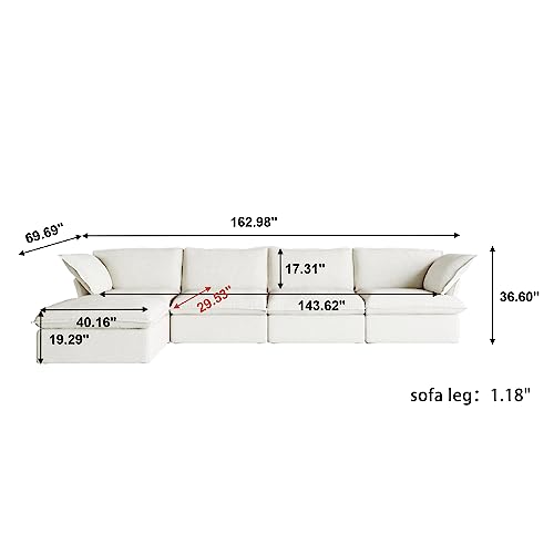 Beige 4 Seater Sectional Sofa with Storage Ottoman I77070