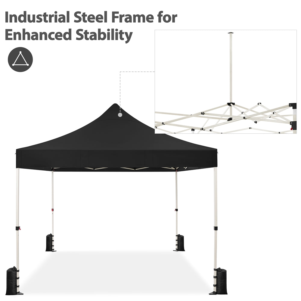 Black 10 FT Pop-up Canopy with Roller Bag and Sandbags W94294