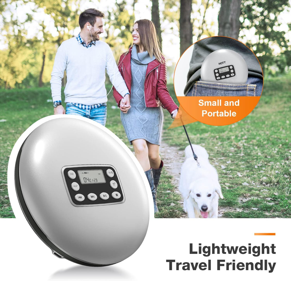 Silver Rechargeable Portable CD Player with Bluetooth U34062