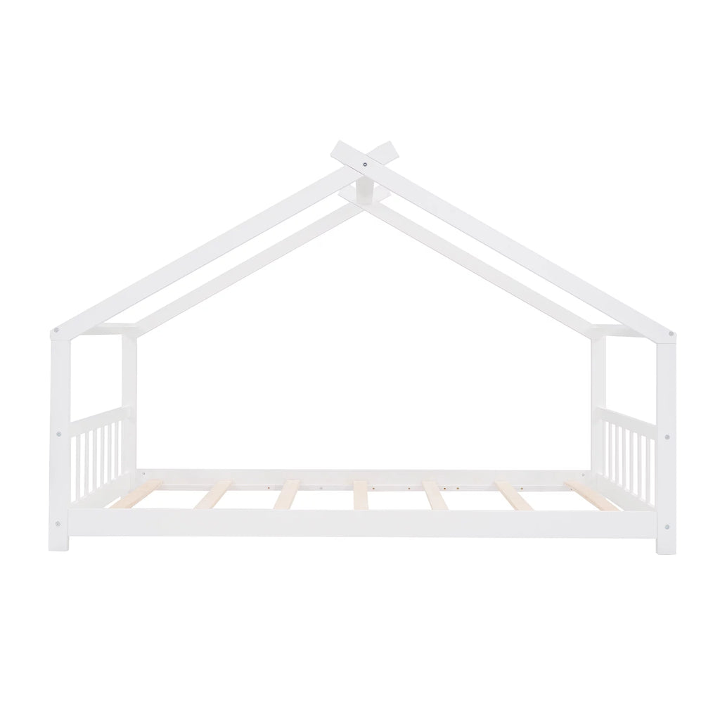 White Twin Size Wood House Bed with Headboard and Footboard D274631