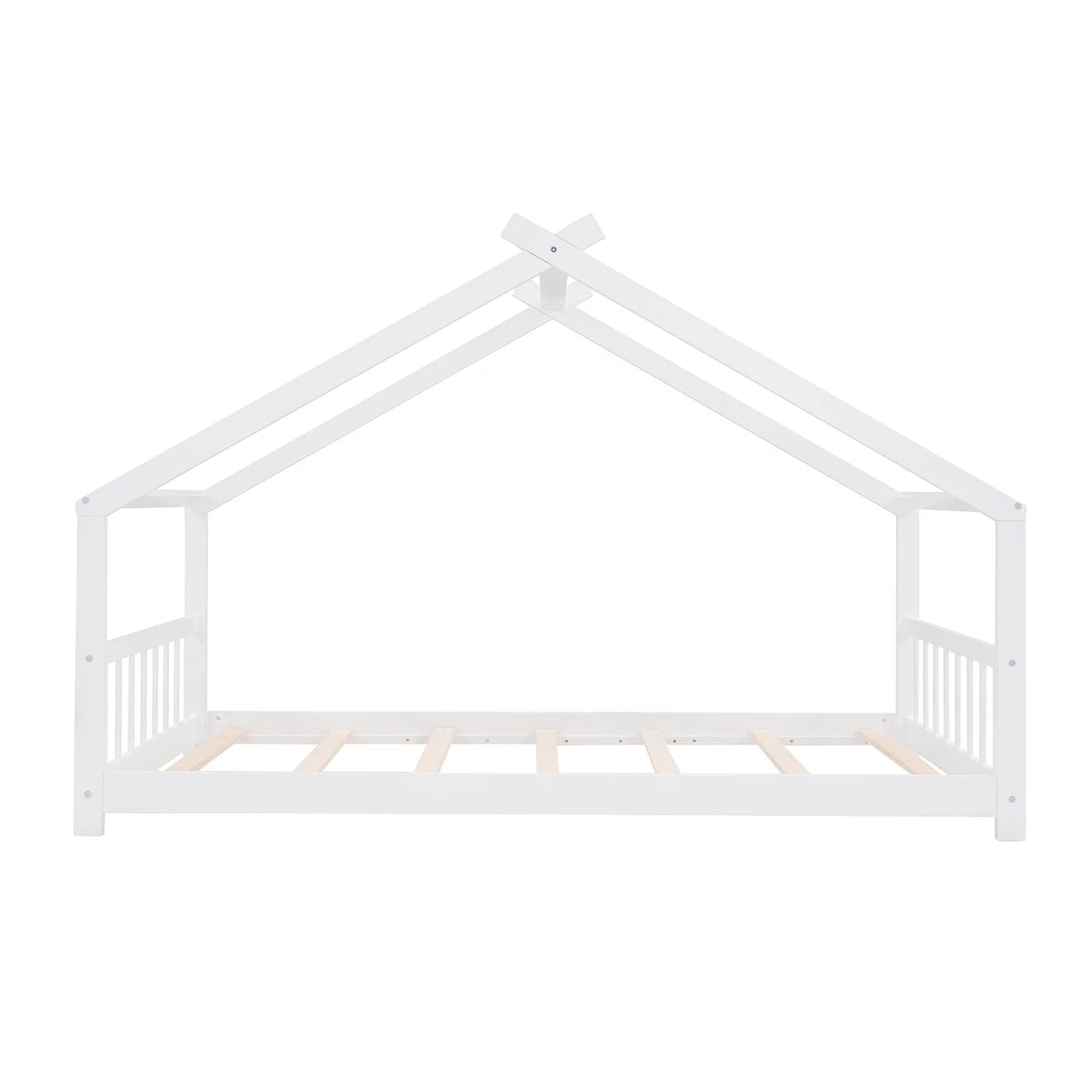 White Twin Size Wood House Bed with Headboard and Footboard D274631