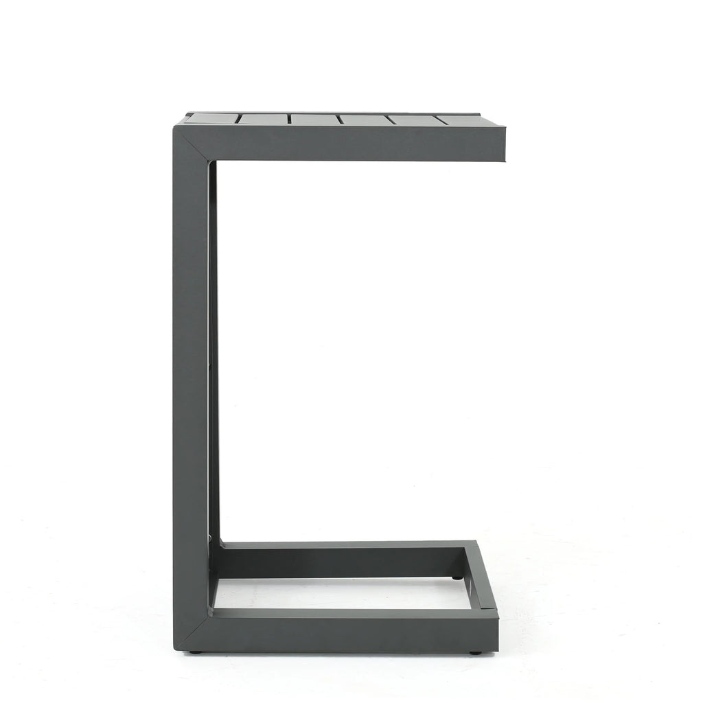 Gray Aluminum C-Shaped Side Table D934