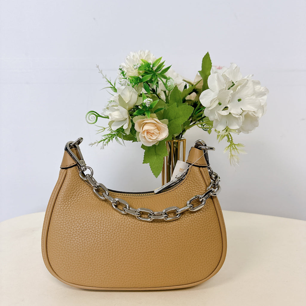 Camel Pebbled Leather Crossbody Handbag S779