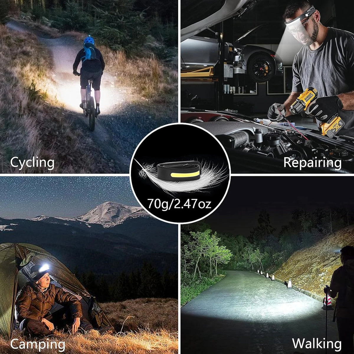Rechargeable LED Headlamp 2 Pack with Motion Sensor H83294