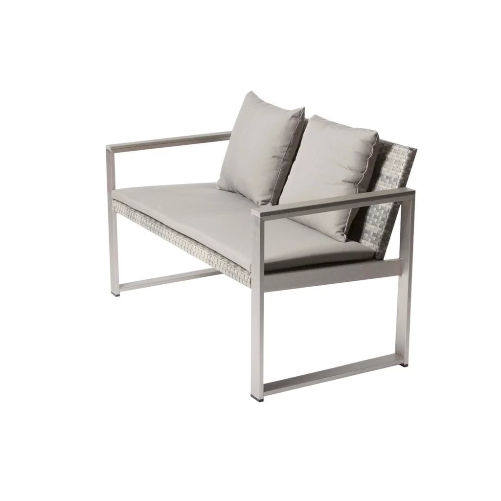 Anodized Aluminum Upholstered Cushioned Sofa with Rattan M111527