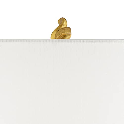 31" Tall Gold Leaf White Fabric Drum Shade Table Lamp Z856