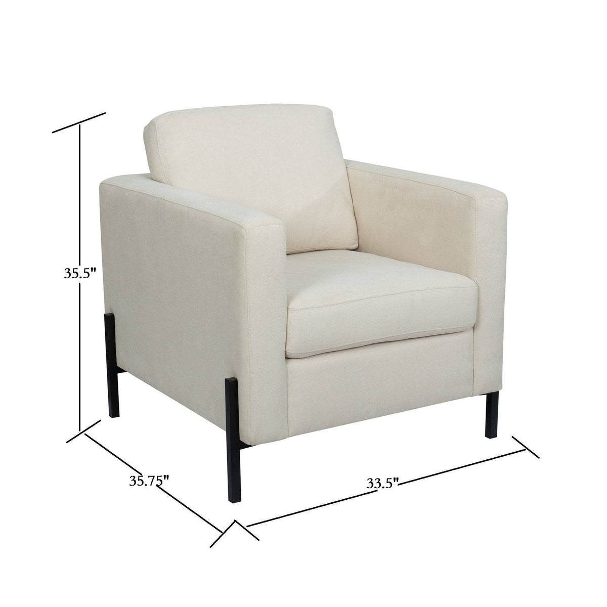 Creamy White Armchair with Black Metal Leg N32799