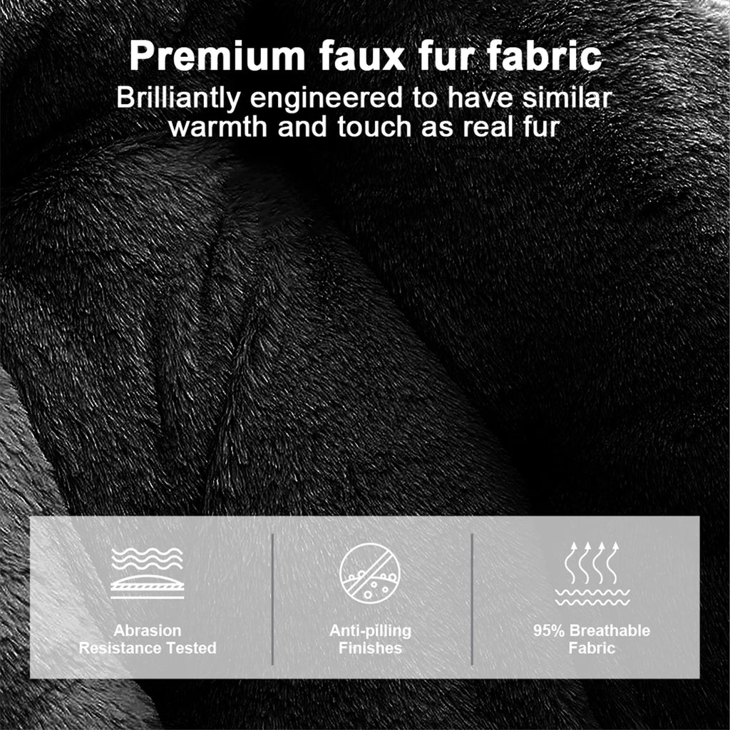 Black Faux Fur Folding Lounge Chair with Ottoman X337769