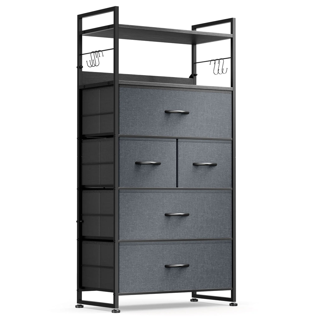 White 12 Drawer Dresser with Side Pockets and Hooks V714