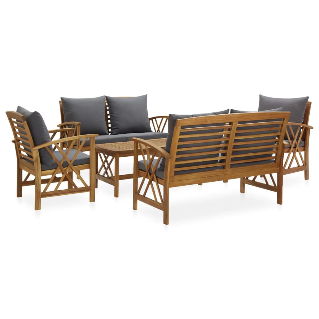 5 Piece Acacia Wood Garden Set with Cushions T8505