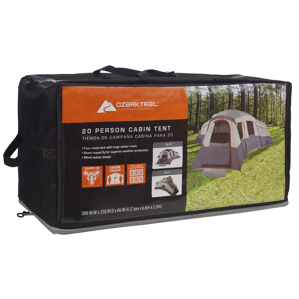 20-Person 4-Room Cabin Tent with 3 Separate Entrances E695
