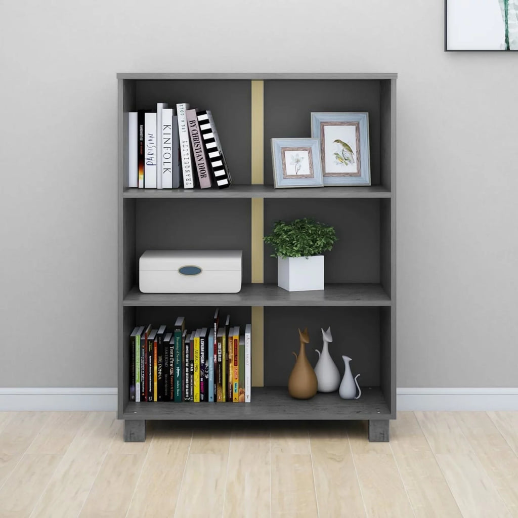 Dark Gray Solid Wood Pine Book Cabinet F45851