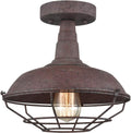 Rustic Semi-Flush Ceiling Light, Metal Wire Cage, 1-Light W964