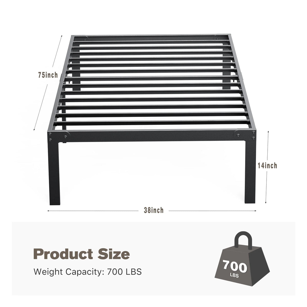 Full Size Heavy Duty Platform Bed Frame with Underbed Storage K398