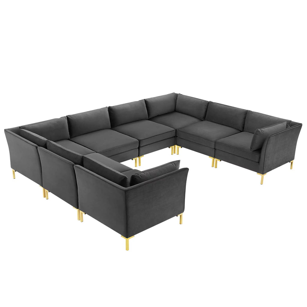 8-Piece Performance Velvet Sectional Sofa in Gray I562