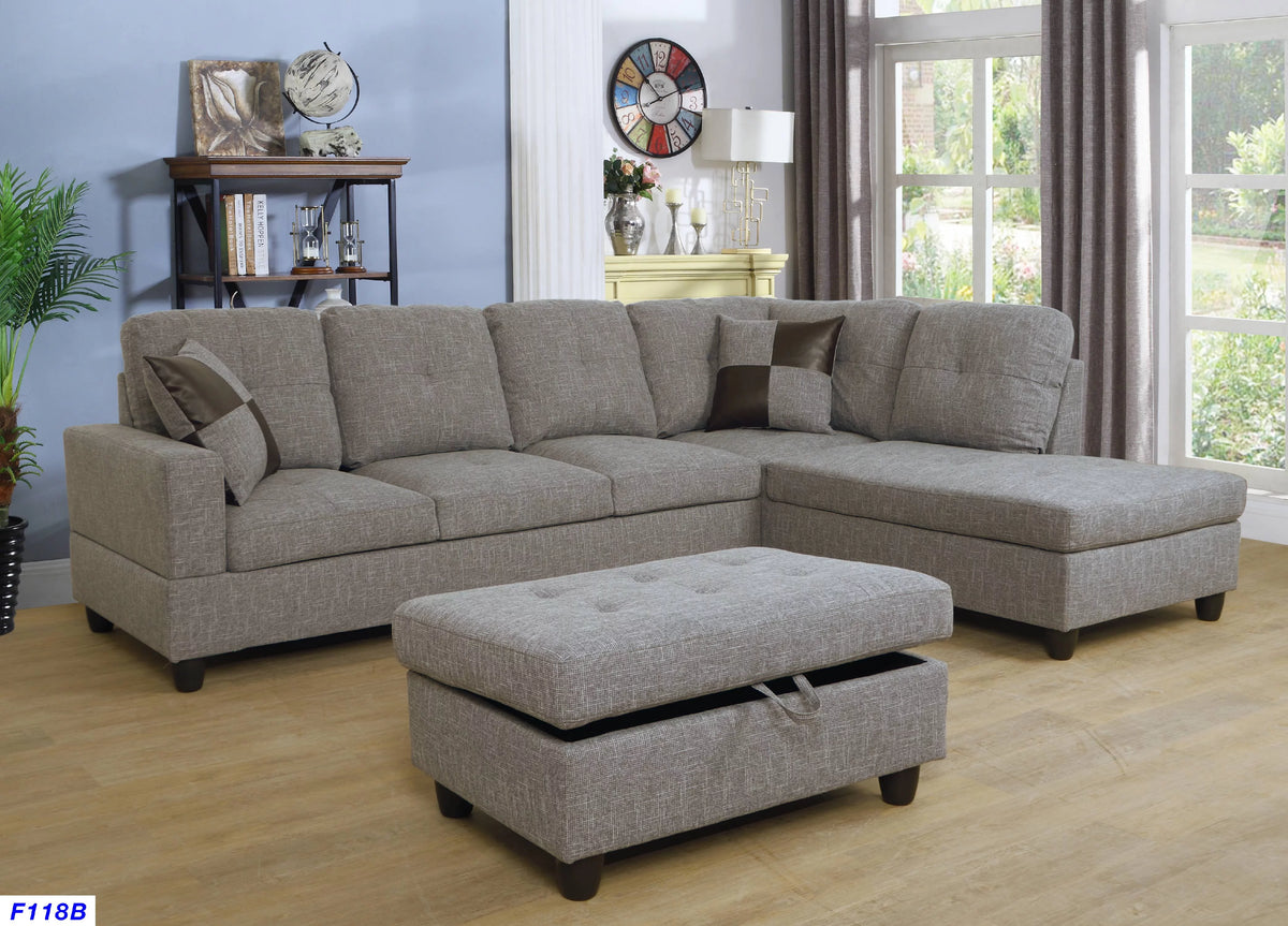 L Shape Sectional Sofa Set with Storage Ottoman D281965