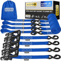 Heavy Duty 4 Pack 15 FT 2200 LB Ratchet Tie Down Straps with S Hooks I436757