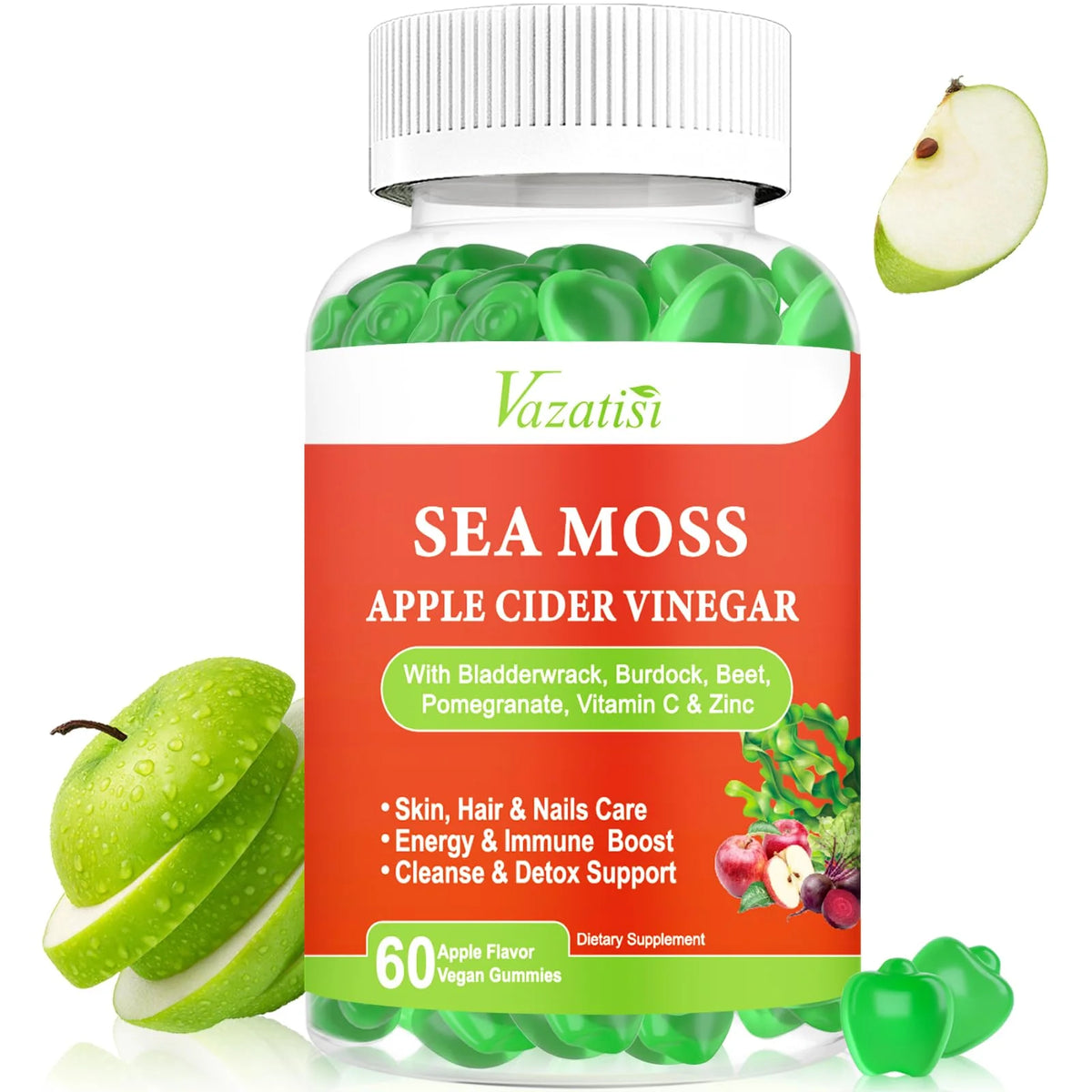 Apple Flavor Vegan Irish Sea Moss Gummies J2931