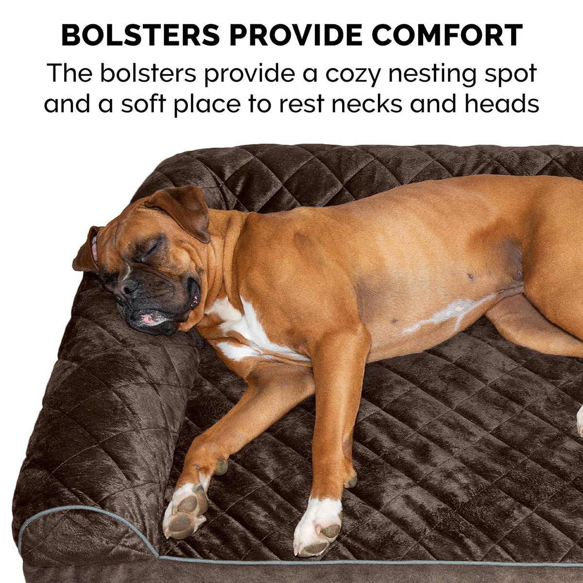 Espresso Velvet L-Chaise Dog Bed F618982