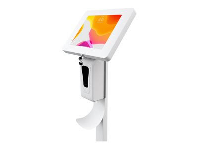 Thin Profile Floor Stand with Sanitizing Dispenser and Security Enclosure for Tablet I854945