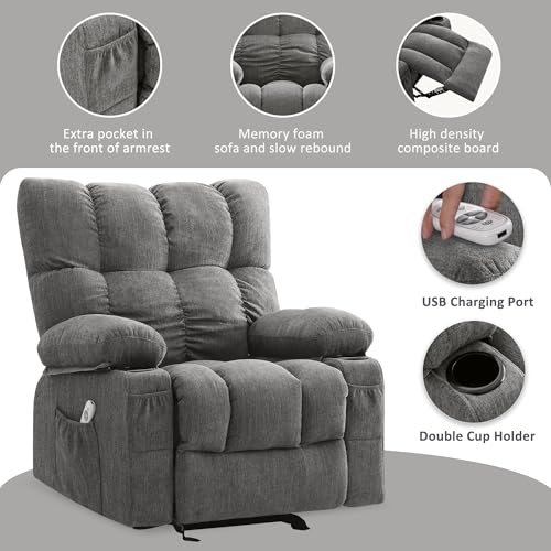Grey Vibration Massage Heat Recliner Sofa P80331