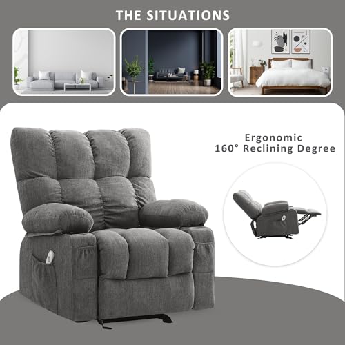 Grey Vibration Massage Heat Recliner Sofa P80331