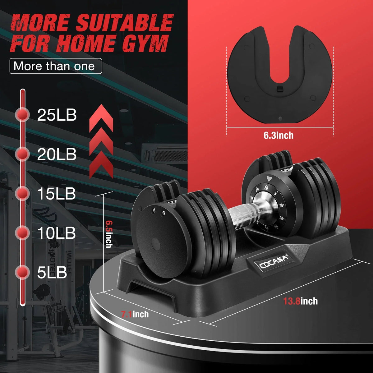 Adjustable Dumbbell Set 25 Lb Black B5268