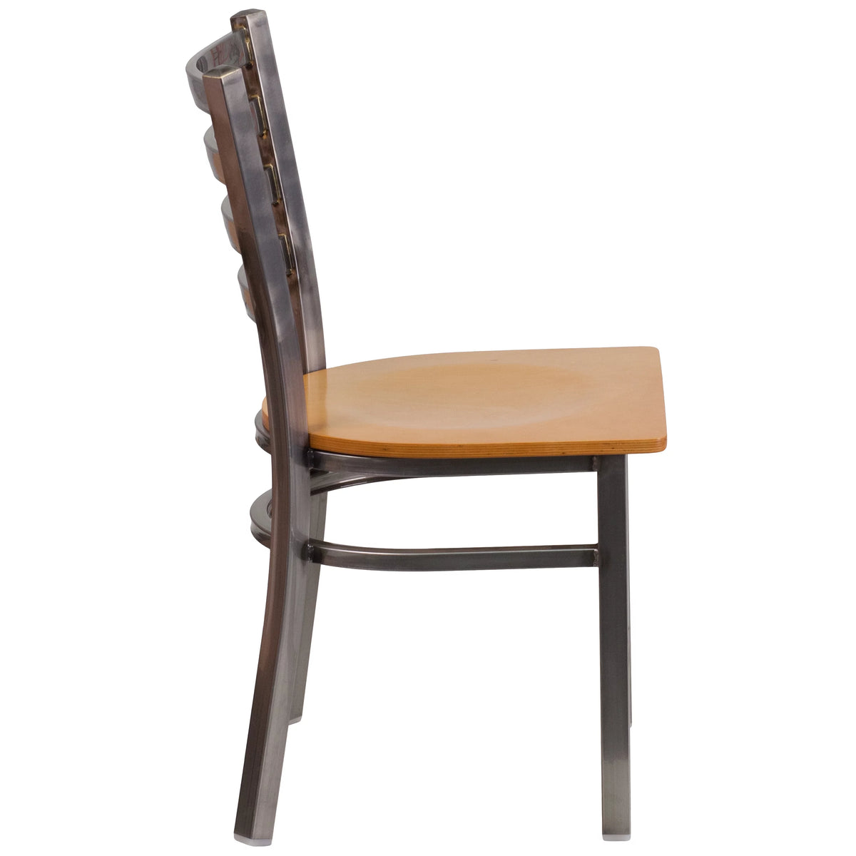 2 Pack Clear Coated Metal Restaurant Chair with Natural Wood Seat T273479