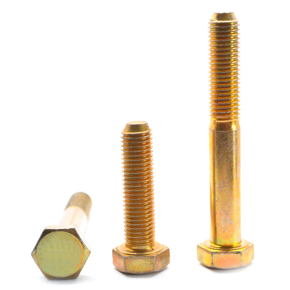 5/16x22-18 x 5/8x22 Coarse Thread Grade 8 Hex Cap Screw Yellow Zinc Plated Pk 900 E46157
