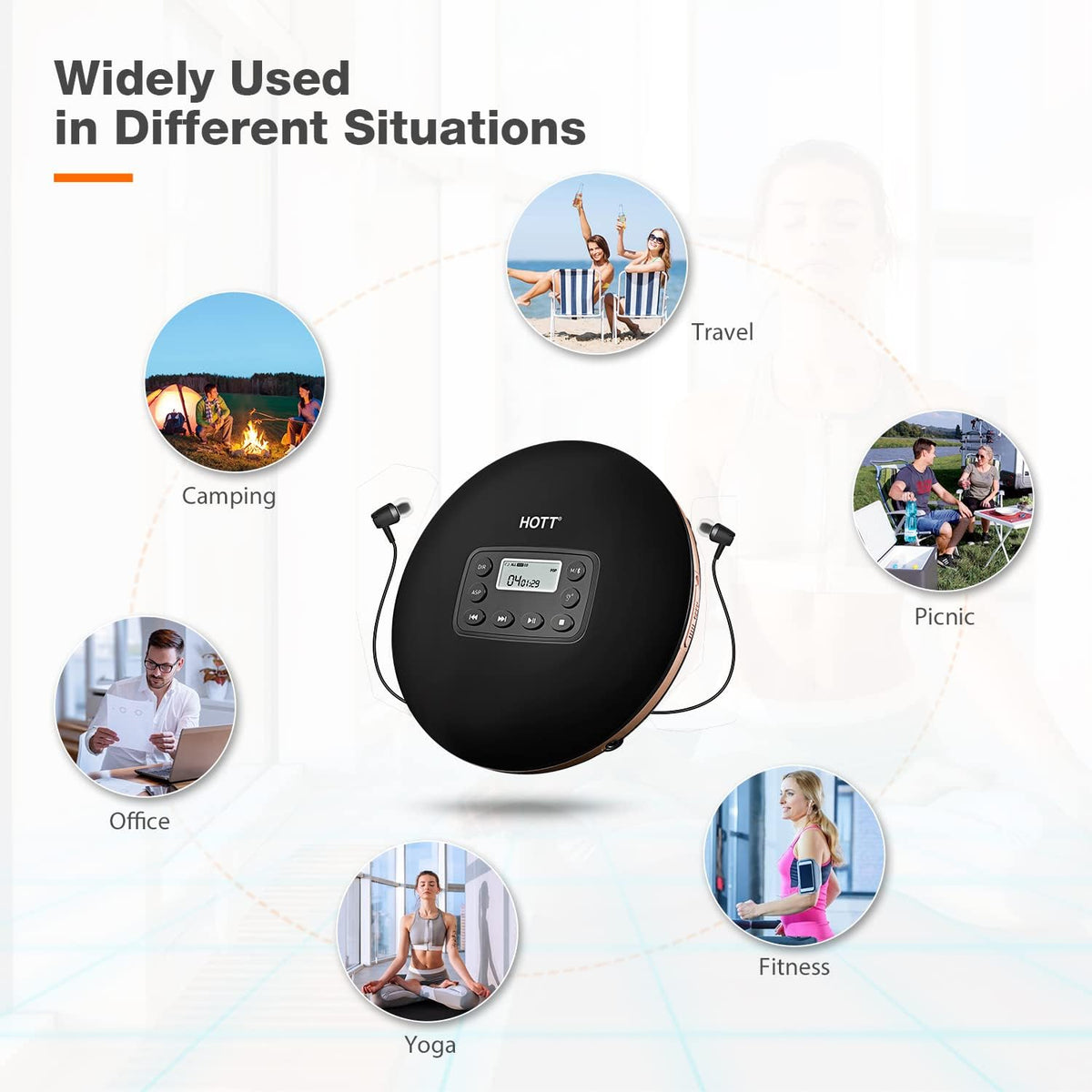 Bluetooth Portable CD Player with Stereo Headphones K348819