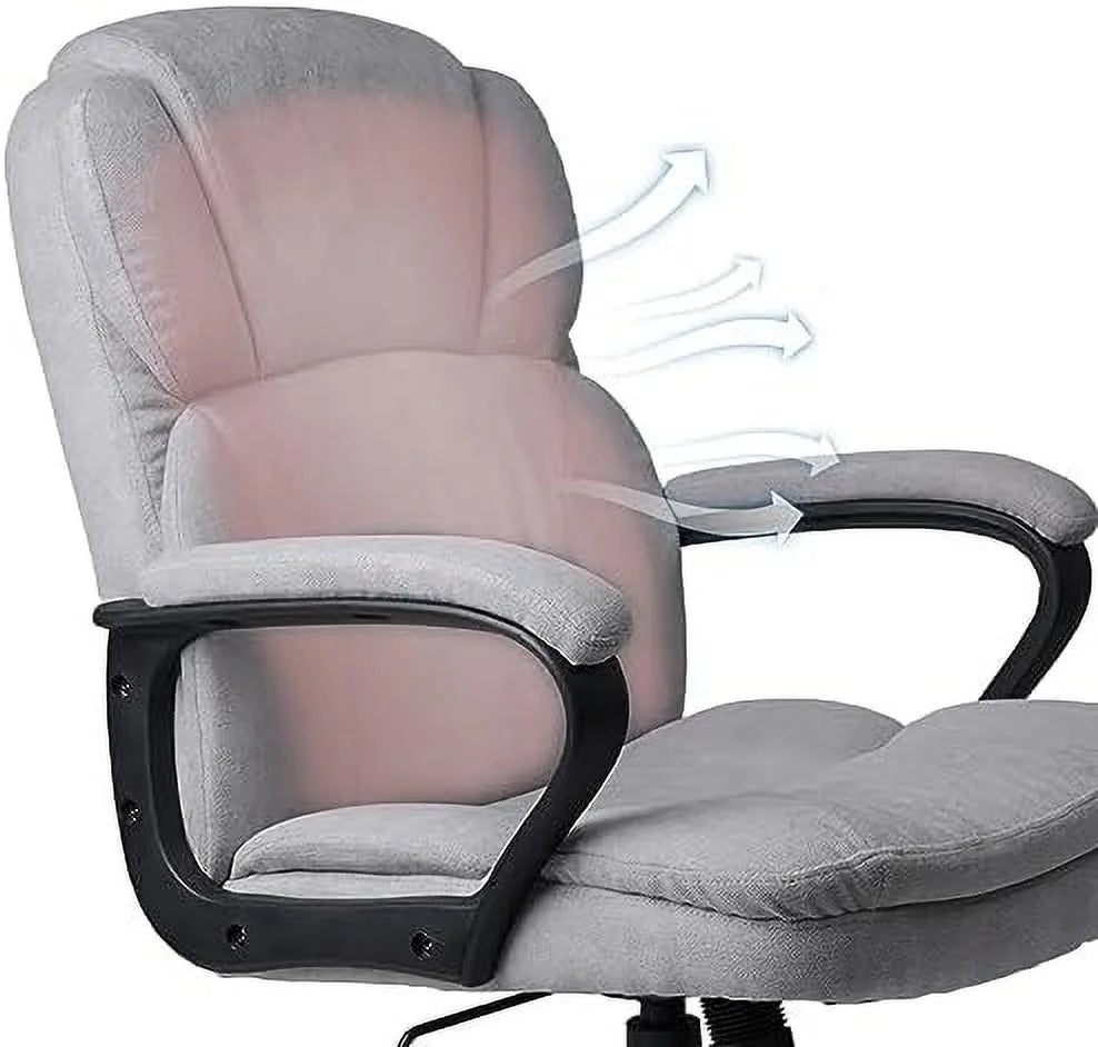 Ergonomic Upholstered Swivel Office Chair with Headrest and Armrest S137045