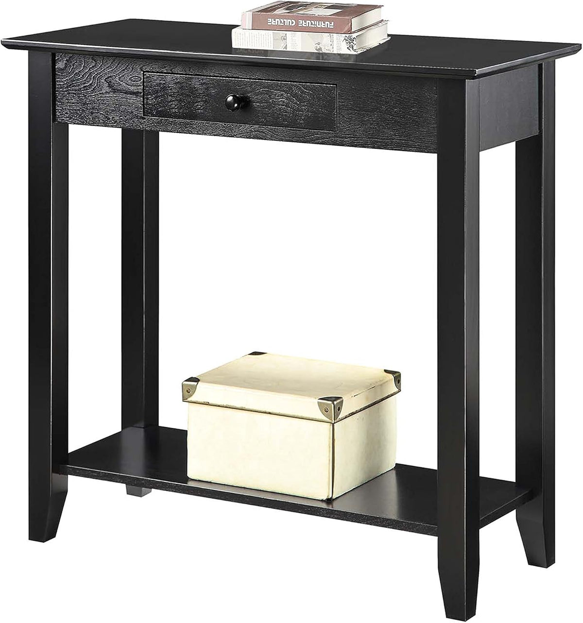 Black Hall Table with Drawer and Shelf K735270