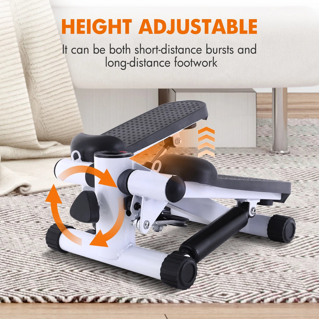 Gray Mini Stepper Air Stair Climber Exercise Machine with Resistance Band C8891