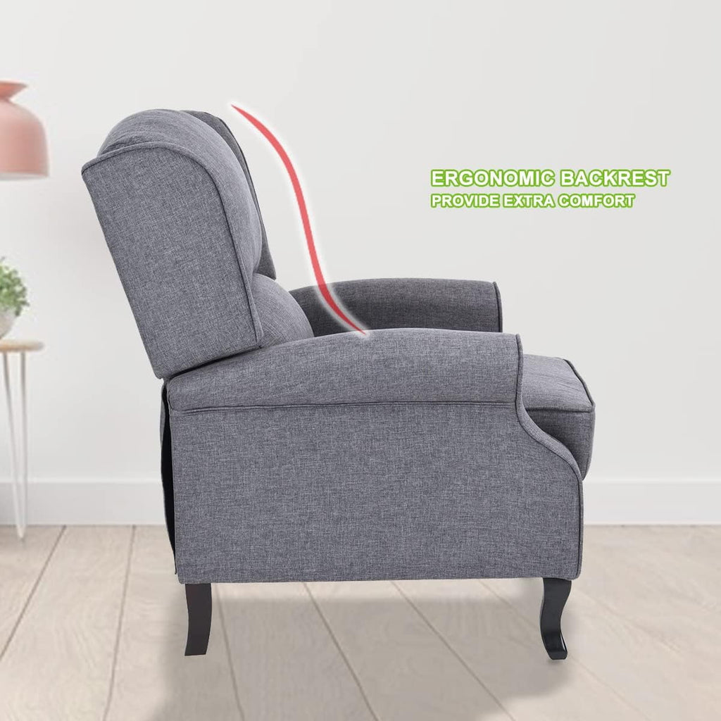 Gray Fabric Manual Push Back Recliner Sofa E485859